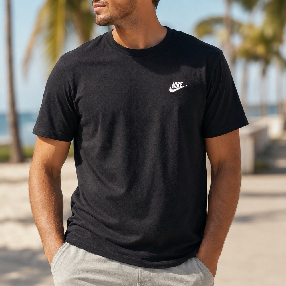 Nike The Nike Tee Men's Large Black 100% Cotton Short Sleeve T-Shirt Classic